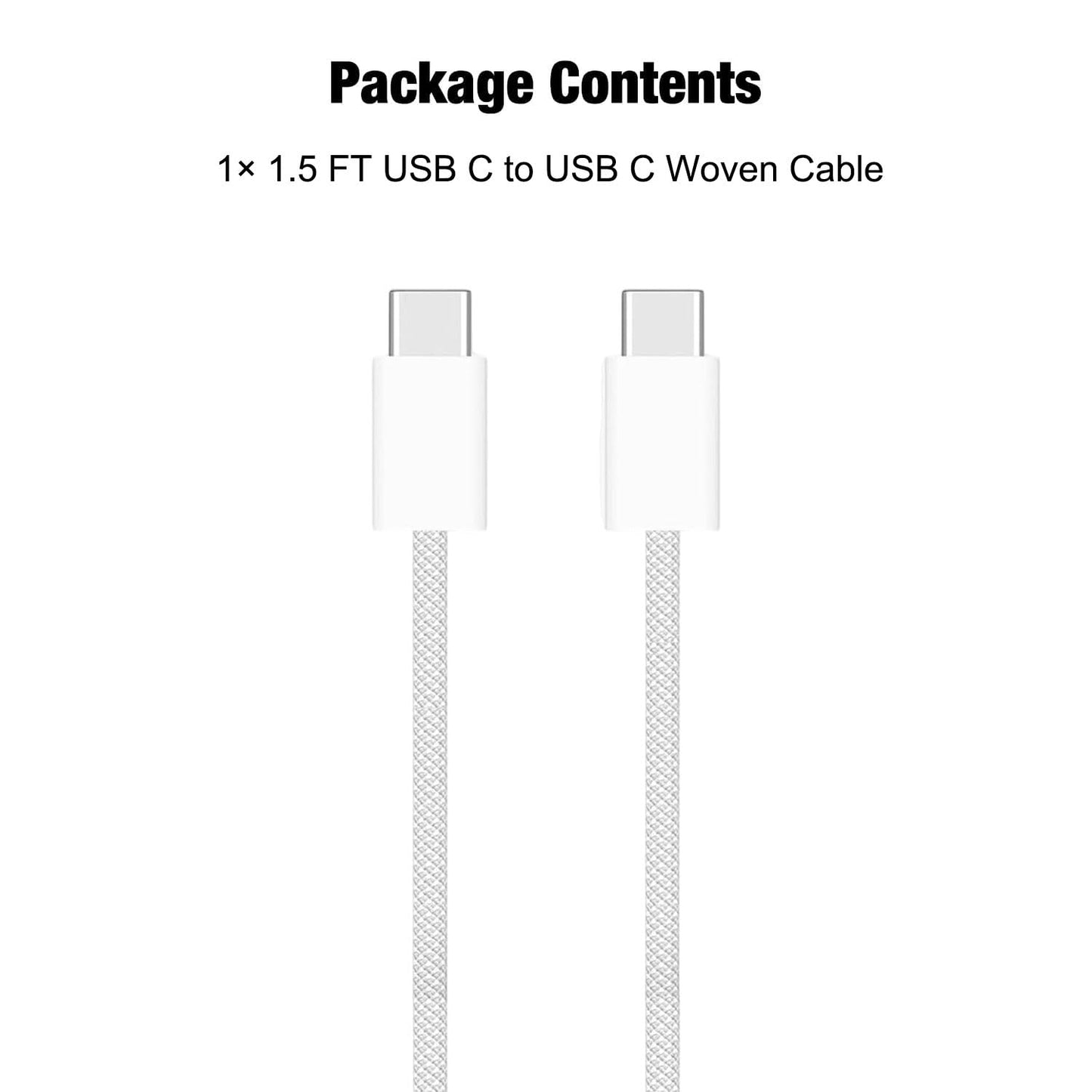Short iPhone 17/16/16e/15 USB C to USB C Woven Cable for iPhone 17Air, 17 16 15 Pro Max, Plus, 60W Charging Cord for AirPods 4/Pro (2nd/3rd Gen), iPad 10th Gen/iPad Pro/Air 5 4th Charger Cable (1.5ft)