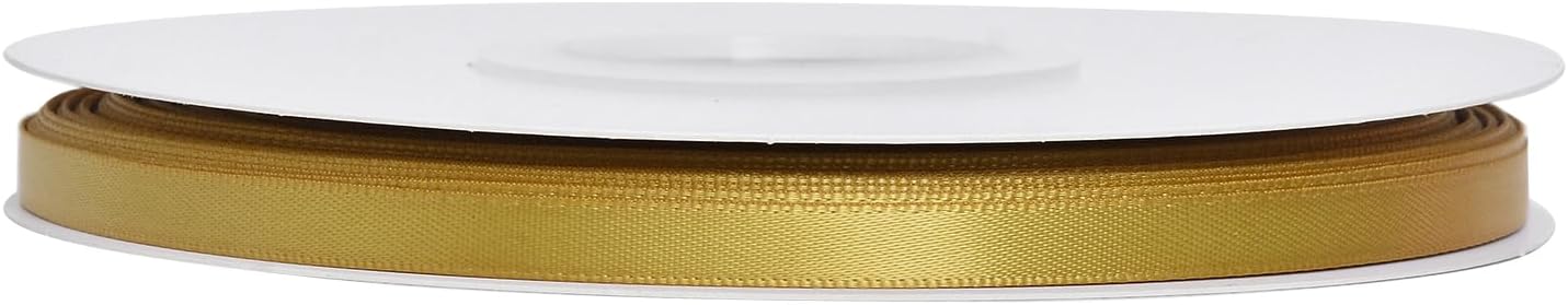 YAMA Gold Double Faced Satin Ribbon 1/4 Inch 25 Yards, Thin Gold Christmas Ribbon for Christmas Tree Gift Wrapping Crafts Party Decoration