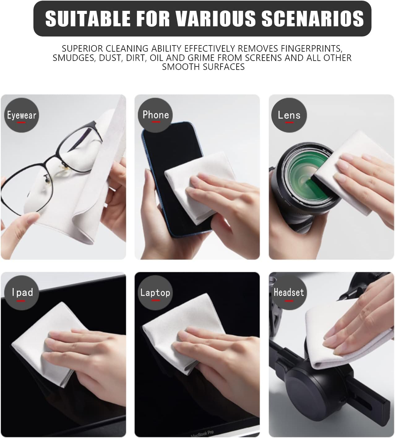 3 Pack Microfiber Liner Cleaning Cloth 13" with Screen Keyboard Imprint Protection, Laptop Keyboard Protector Compatible with MacBook Pro/AIR 13" and MacBook PRO 14"