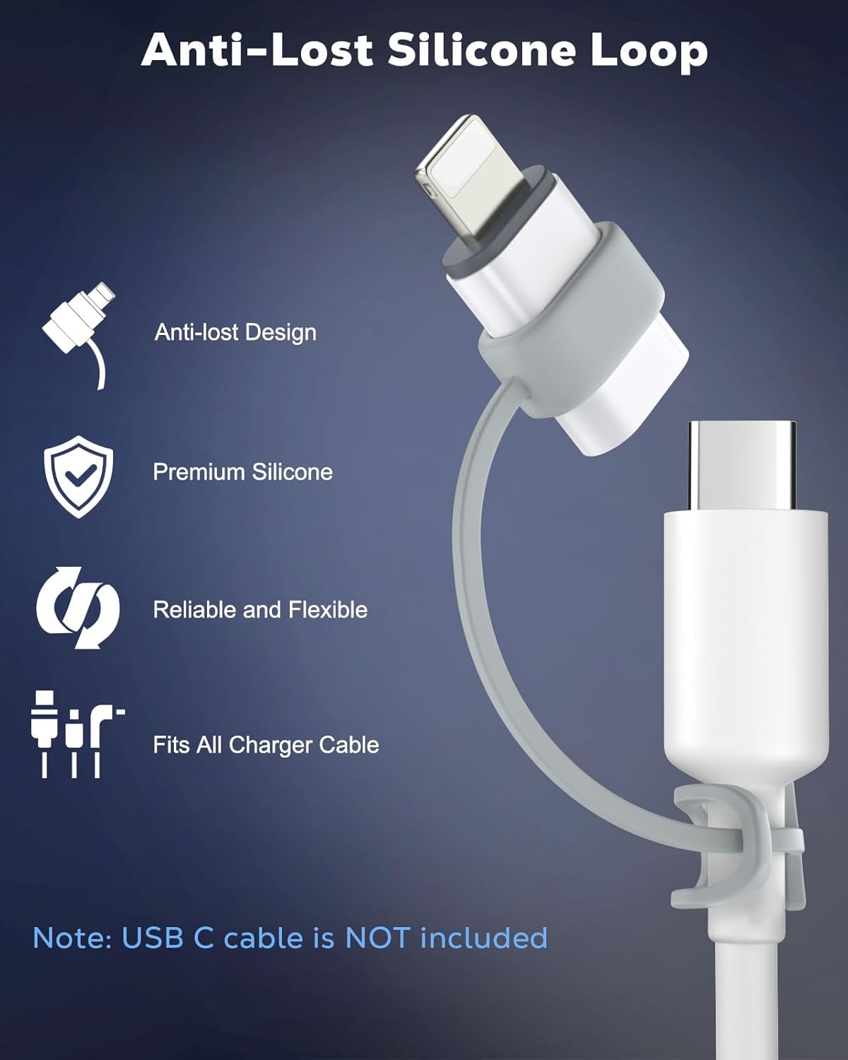 MoKo USB C to Lightning Adapter, Not for Audio/OTG, Lightning Male to USB C Female Adapter for iPhone 14/13/12/11/X Series, iPad/AirPods, Support Charging & Data Sync, with Anti-Lost Loop, White