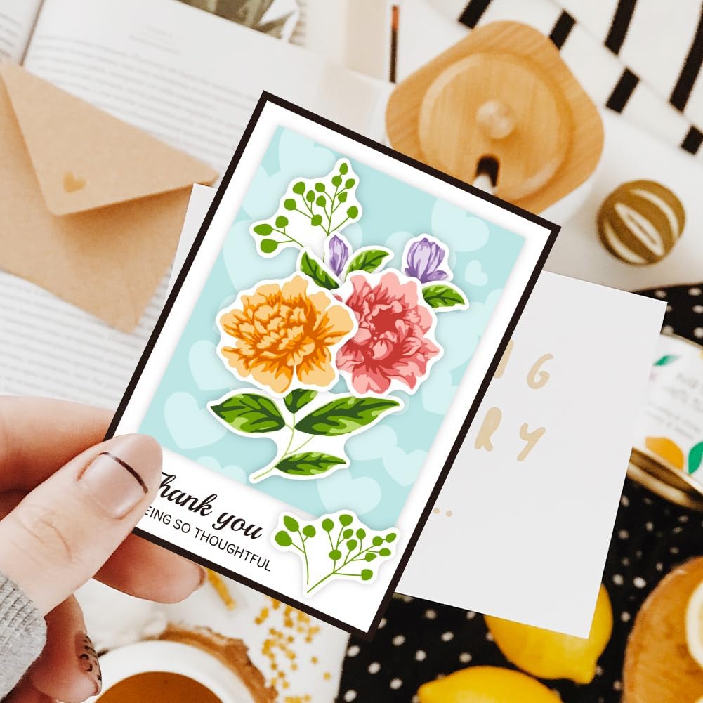 ORIGACH Realistic Flower Layering Stencil Stamp and Die Set for Card Making, Silicone Stamps Metal Die Cut and Stencil Template for Card Making Scrapbooking DIY Crafting