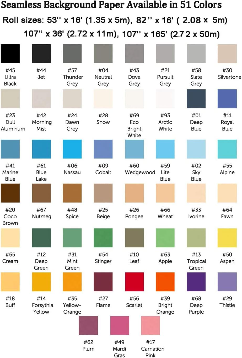 Huamei Seamless Photography Background Paper, Red Photo Backdrop Paper 53 Inches Wide x 16 Feet, (4.4x16 Feet) (Scarlet)