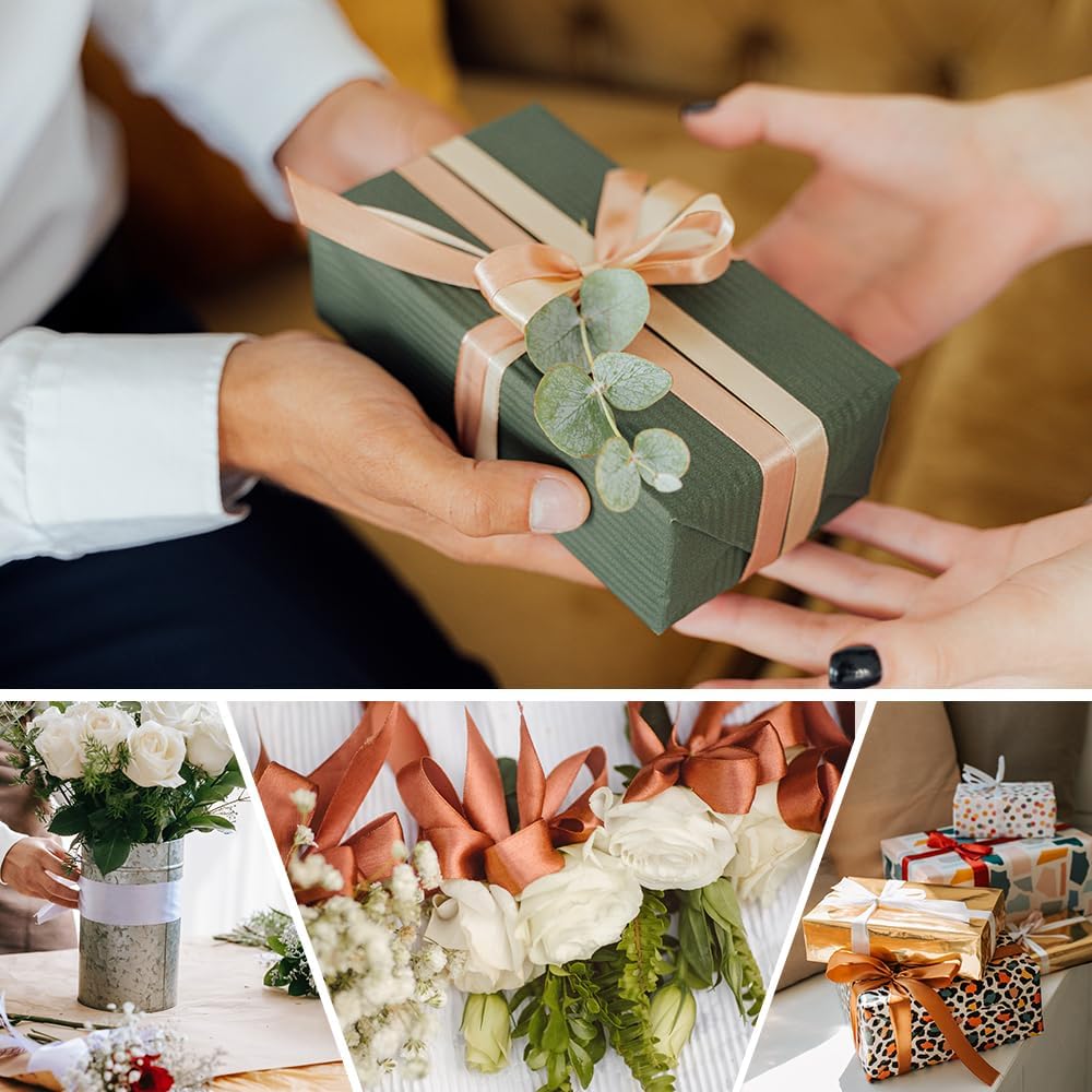 5/8" Wide x 100 Yards Single Face Polyester Satin Ribbon, Satin Ribbon for Crafts, Gift, Hair Bows, Wedding Party Decoration, Bow Making & Other Projects (Silvery)