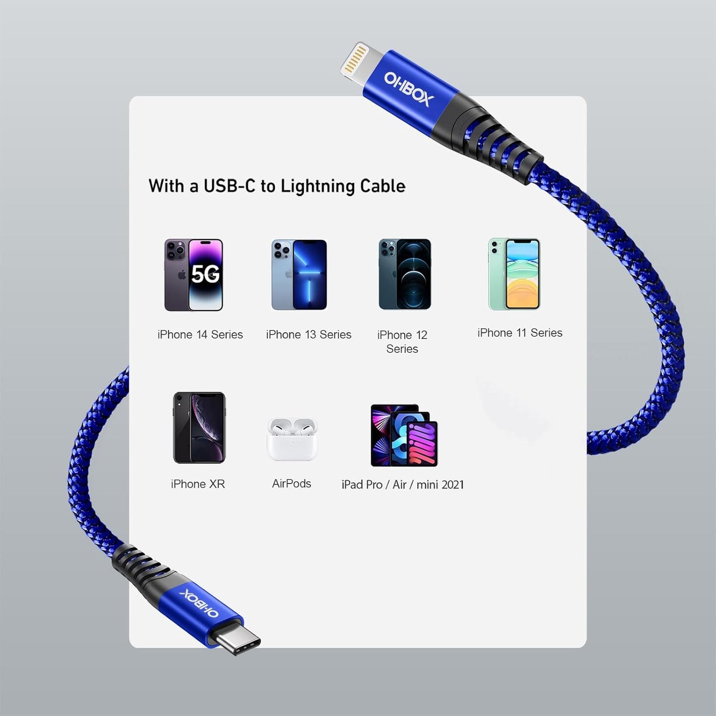 USB C to Lightning Cable 6FT 2Pack Apple MFi Certified iPhone Fast Charger Type c to Lightning CableNylon Braided iPhone Cord Compatible with iPhone 14 13 12 Pro Max 11 X XS XR 8 Plus iPad