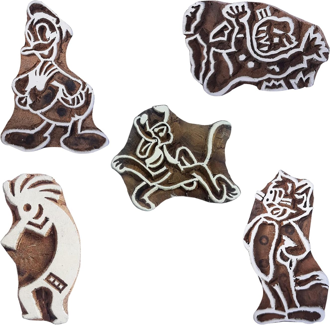 Royal Kraft Figure Wooden Printing Stamps (Set of 5) - DIY Henna Fabric Textile Paper Clay Pottery Blocks Htag2202
