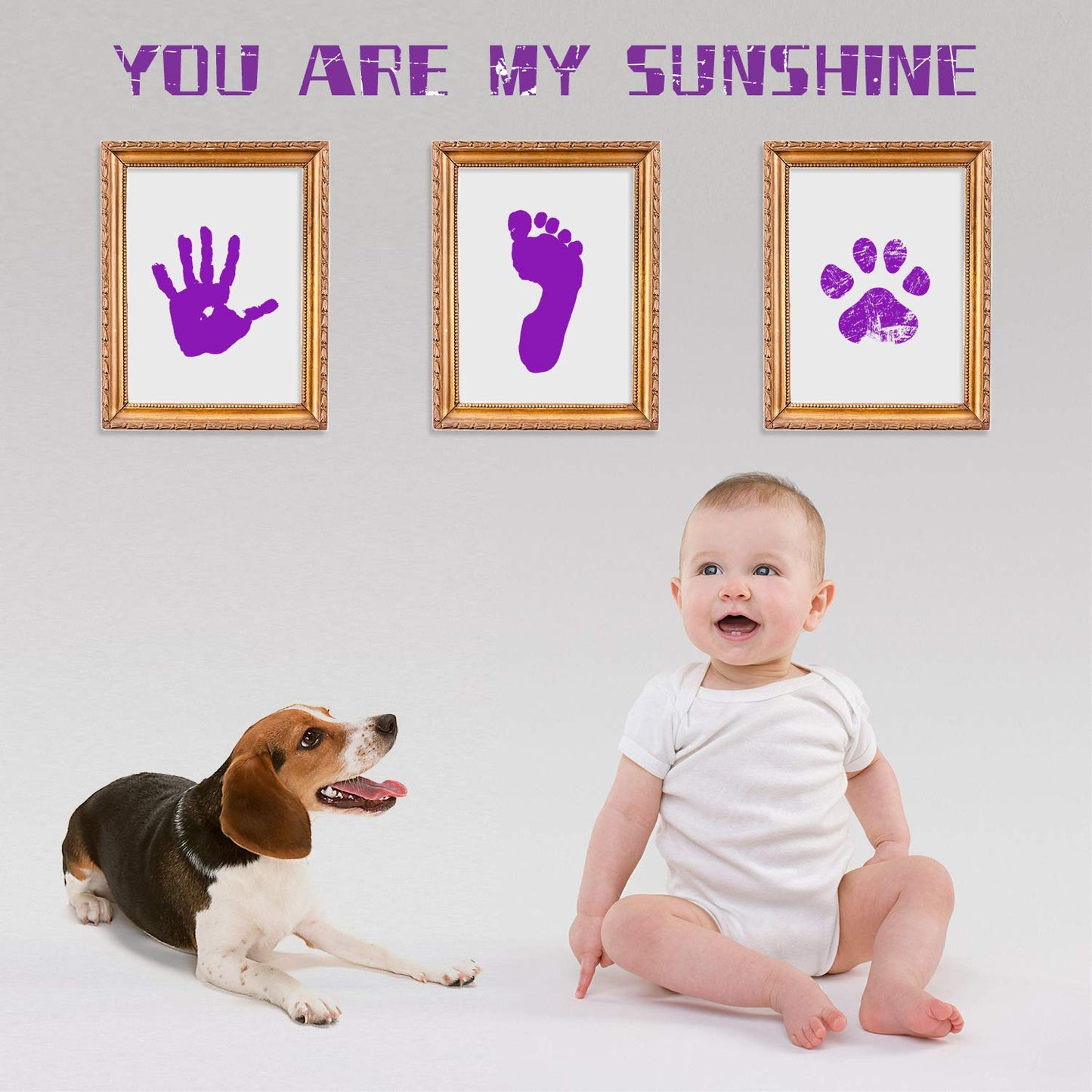 Ink Pad, 5x4'' Washable Non-Toxic Ink Stamp Pad for Baby Footprint Handprint, Purple