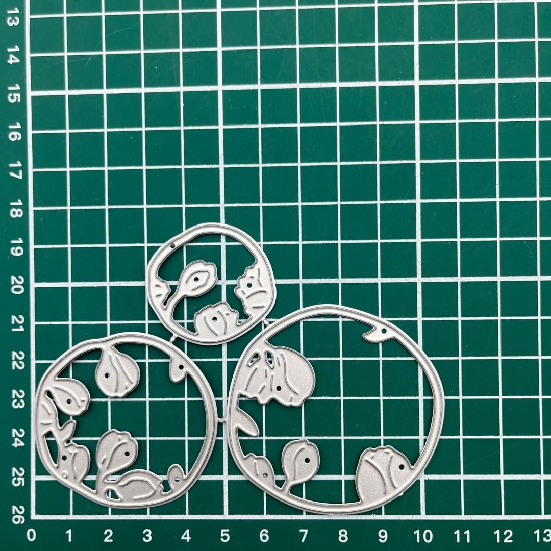 Lapoo Flowers Metal Cutting Die for Scrapbooking - Durable, Cut Stencils for DIY Scrapbook Photo Album Decorative Paper Card, Card Making Supplies, Embossing (Three-Layer Flower Frame 4.2 x 2.9 in)