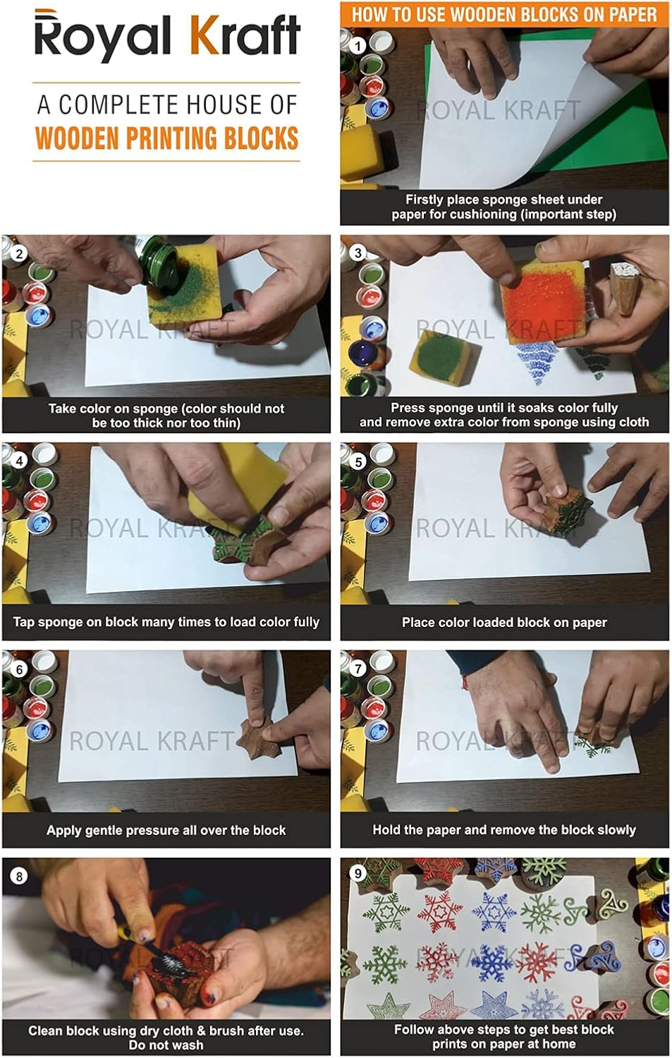 Mehndi Print Blocks Stylish Border Pattern Wooden Stamps (Set of 10) Htag2156