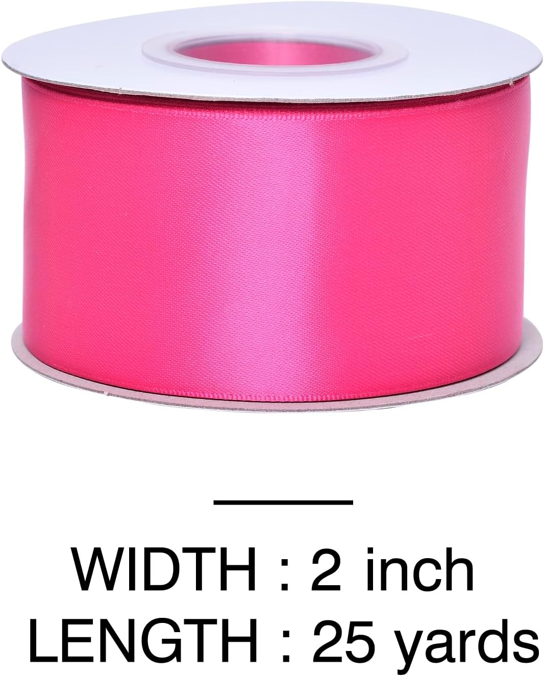 YAMA Hot Pink Double Faced Satin Ribbon, 2 Inch 25 Yards, Great for Crafts Bows Flower Bouquet Wedding Home Decor Gift Wrapping