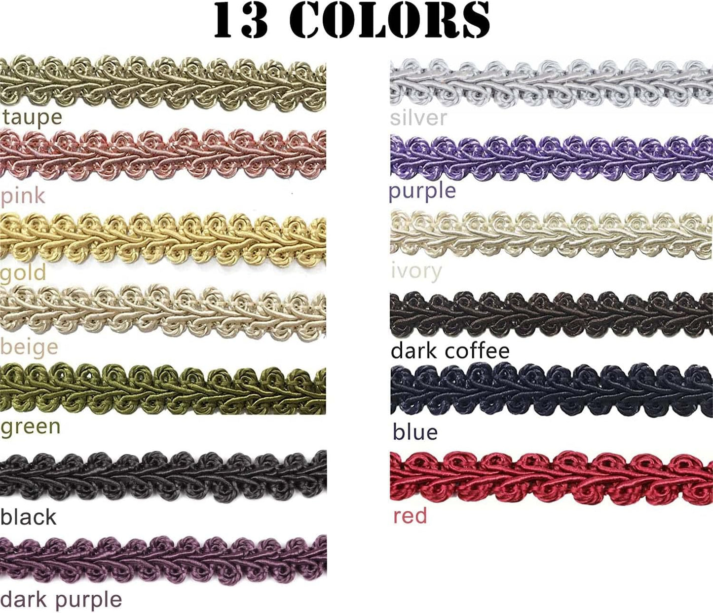 BEL AVENIR Braid Trim 1/2 inch 13.6 Yards French Gimp Basic Sewing Polyester DIY Crafts Costume Home Decorative (Pink)