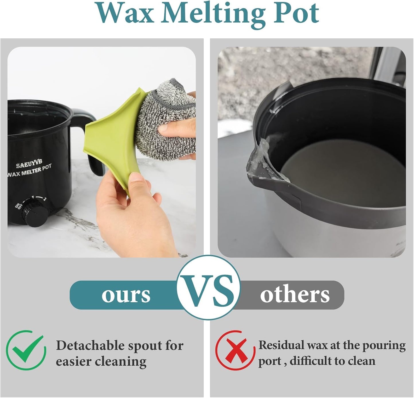 SAEUYVB Candle Making Kit with Wax Melter,Candle Making Supplies,Electric Wax Melter for Adults Beginners with Silicone Nozzle,Thermometer,Stirring Spoon, Silicone Pad,Instructions