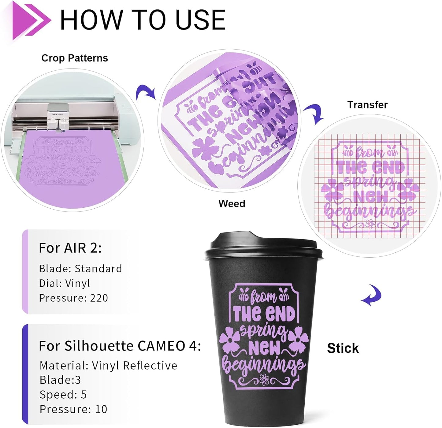 GIRAFVINYL Purple Permanent Vinyl - 12”x12” 7 Pack Adhesive Purple Vinyl for DIY Helloween Decorations, Signs, Tumblers, Easy to Weed & Water-Proof