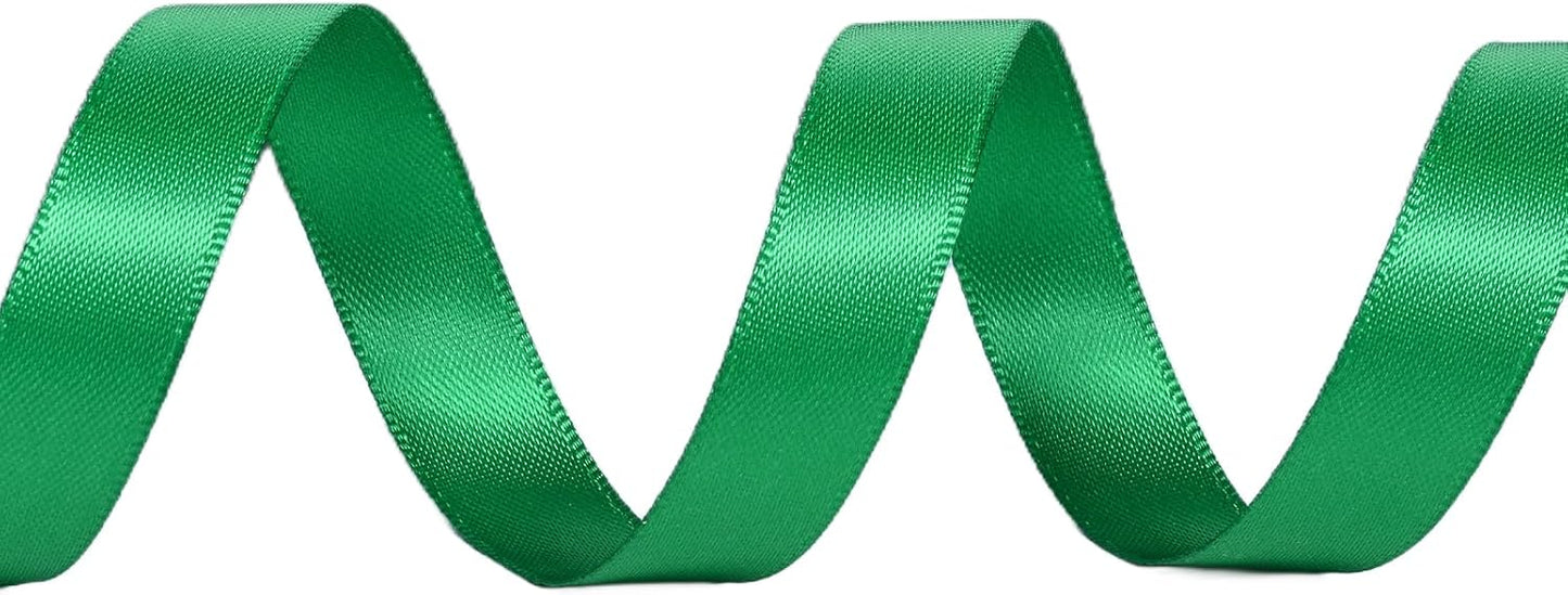 YAMA Green Double Faced Satin Ribbon 1/2 Inch 25 Yards Green Ribbon for Gift Wrapping Crafts Hair Bows Wedding Party Christmas Decoration