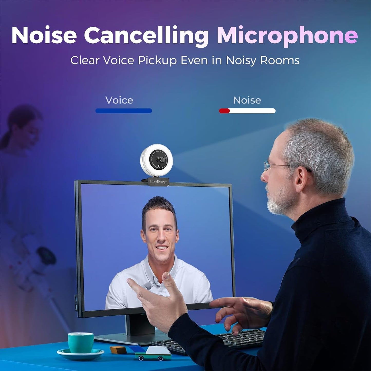 4K Webcam for PC with Microphone & Light & Privacy Cover, Web Camera for Desktop Computer/Laptop/Monitor/Mac, 4K UHD Sony Sensor, PDAF Auto Focus, Dual AI Noise-Cancelling Mics, USB Streaming Camera