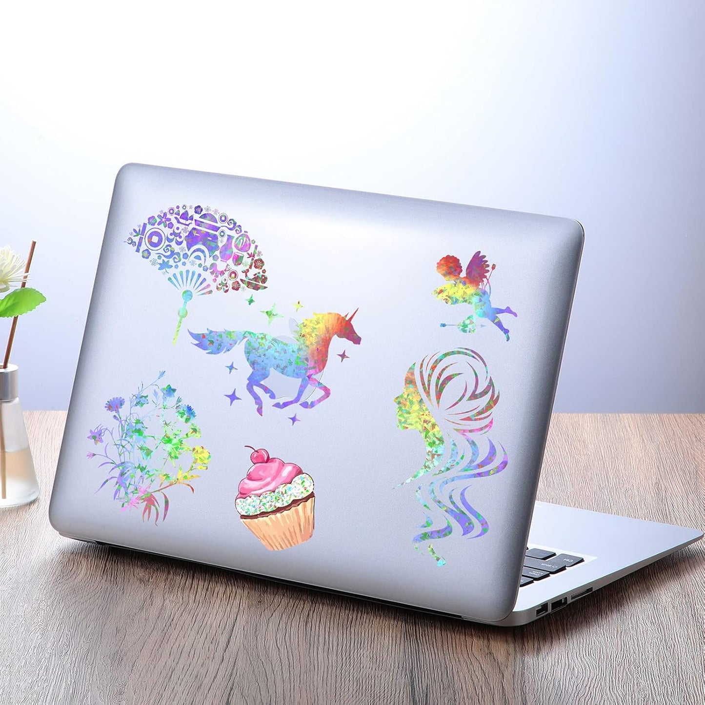 Outus 24 Sheets Holographic Sticker Paper Holographic Laminate Sheets Transparent Overlay Lamination Sticker Self Adhesive Vinyl Film A4 Size, 8.25 x 11.7 Inches(Gem Patterns)