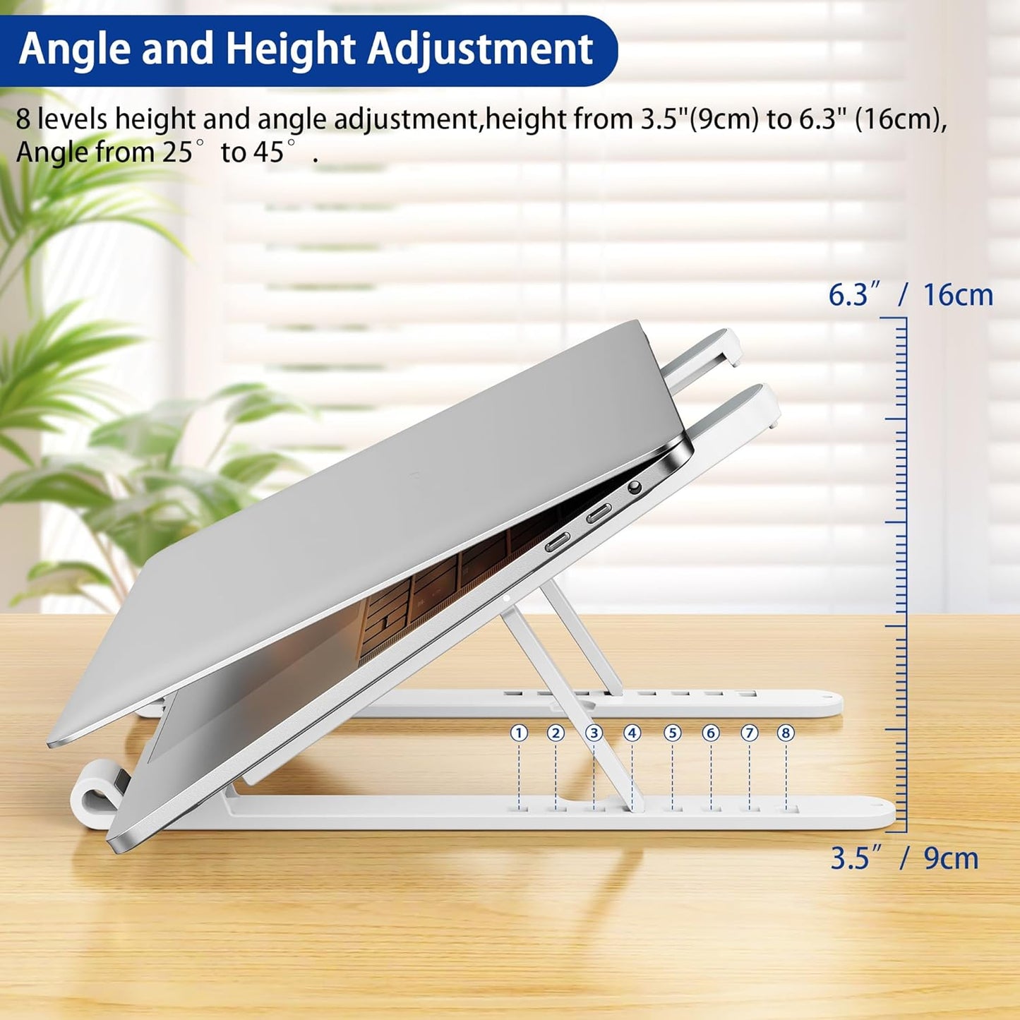 BESIGN LS01 Pro Ergonomic Laptop Stand, Plastic Laptop Riser, Portable and Adjustable Notebook Computer Holder Compatible with 10-14" Laptops (White)