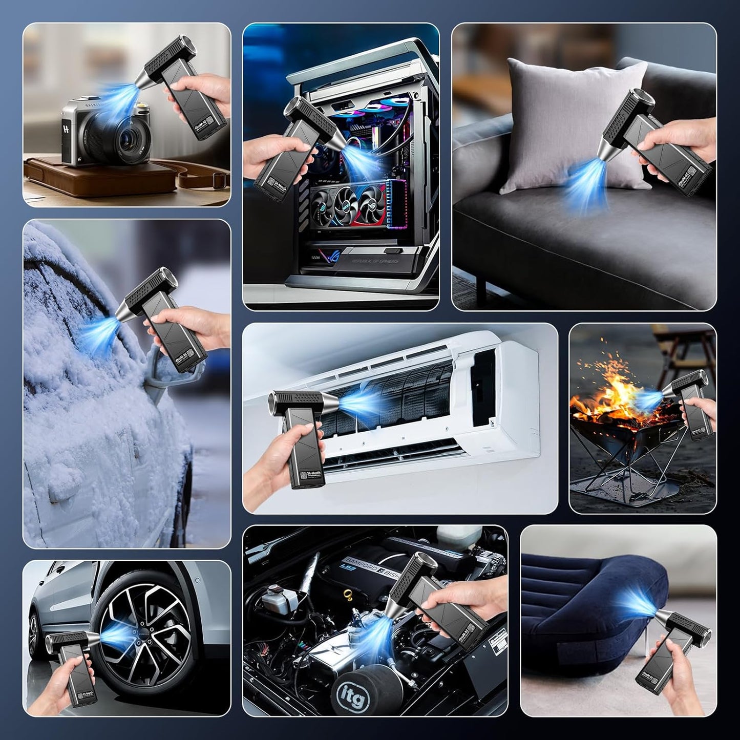 Compressed Air Duster, 380000RPM Electric Air Duster with LED Light, 4-Gear Adjustable Mini Handheld Air Blower Jet Turbo Fan Jet Dry Blower Rechargeable Air Blower Duster for Keyboard Car Home