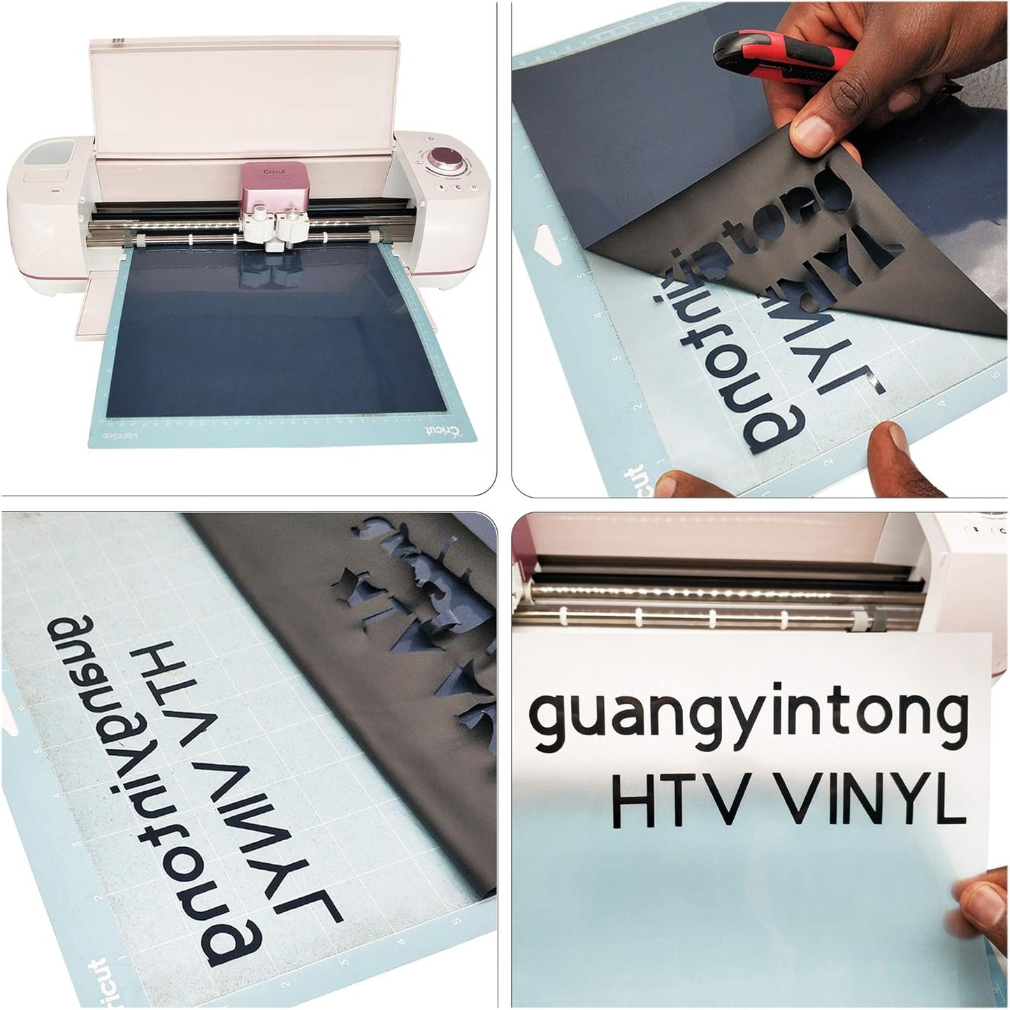 Guangyintong Heat Transfer Vinyl Black HTV Rolls, 12" x 10ft Iron on Vinyl for T-Shirts, Matte Surface HTV for All Cutter Machine Easy to Cut & Weed for Heat Vinyl DIY Design