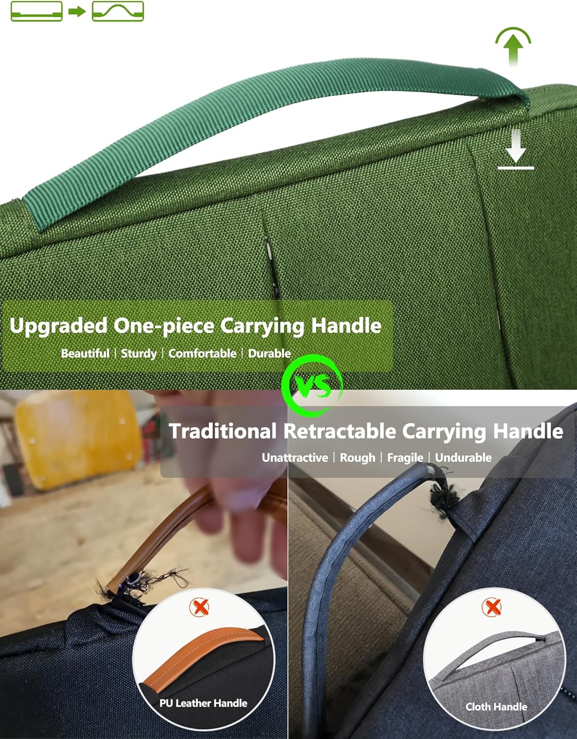 HYZUO 14-15 Inch Laptop Sleeve Bag for MacBook Air 15 M4 M3 M2, MacBook Pro 15, 15" Surface Laptop, XPS 14/15 Plus, Portable NoteBook Case for 14" HP Dell Lenovo ThinkPad Acer, Grass Green