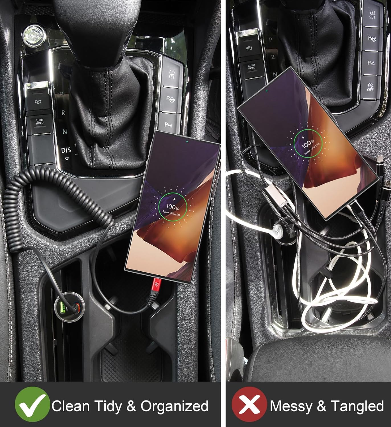 KIYODA Coiled USB C Cable for Car 3FT & 6FT, USB C to USB C Fast Charging Cable USB Type C Cord Compatible with iPhone 17/16/15/Plus/Pro/Pro Max/MacBook Pro 2020/iPad Pro 2020/Samsung Galaxy S23-Red