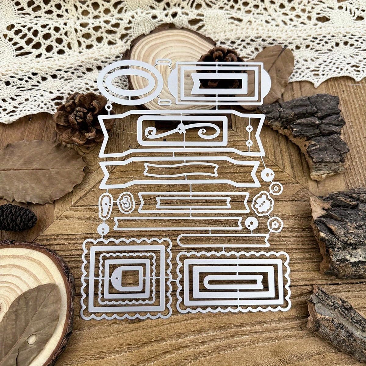 Lapoo Flowers Metal Cutting Die for Scrapbooking - Durable, Cut Stencils for DIY Scrapbook Photo Album Decorative Paper Card, Card Making Supplies (Multiple Label Box 6.8 x 5.4 in)