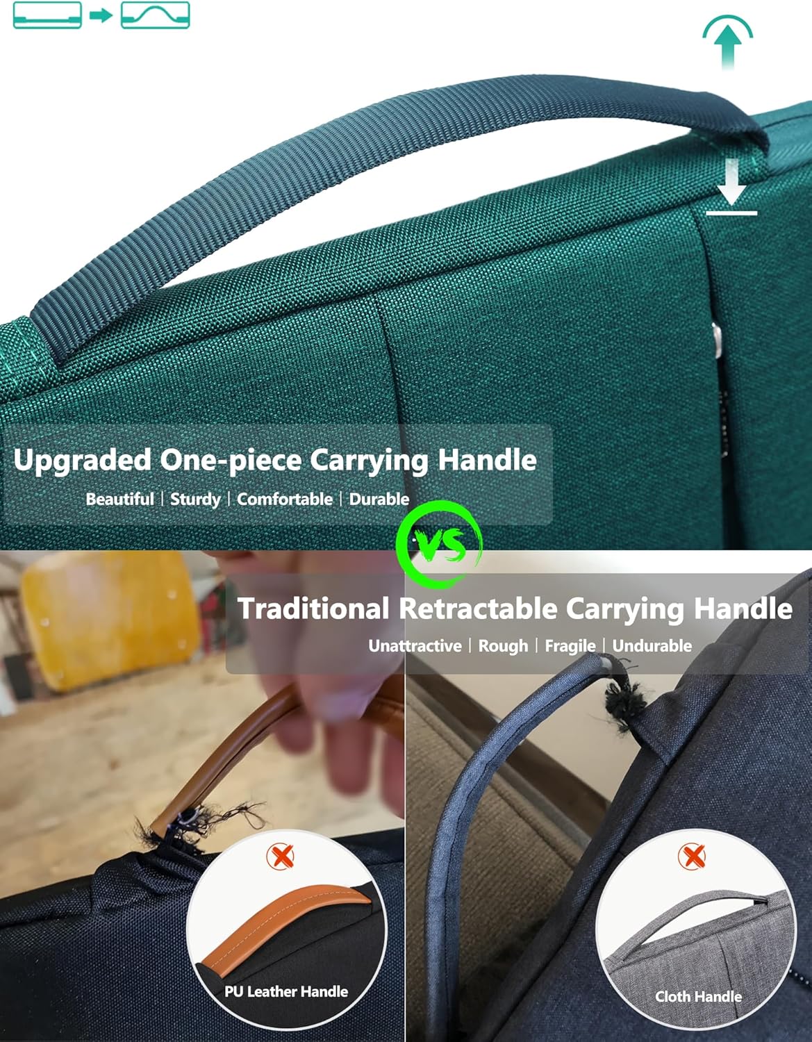 HYZUO 15-16 Inch Laptop Sleeve Bag for MacBook Pro 16 M4/M3/M2/M1 2025-2019, 15" Surface Book, Portable NoteBook Case for 15" 15.6" HP Dell Lenovo ThinkBook Asus Acer Samsung HUAWEI, Dark Green