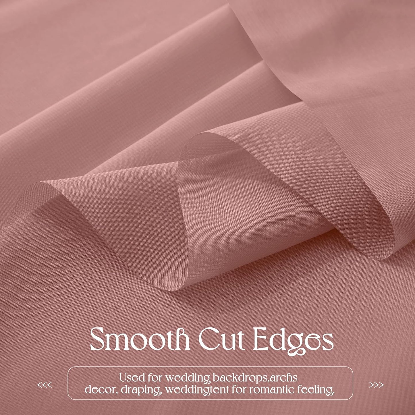 VACVELT Wedding Arch Draping Fabric Dusty Rose Chiffon, 2 Panels Sheer Drapes 30 Inch x 20ft Chiffon Backdrop Curtain Decor, Outdoor Sheer Drapery for Ceremony Party