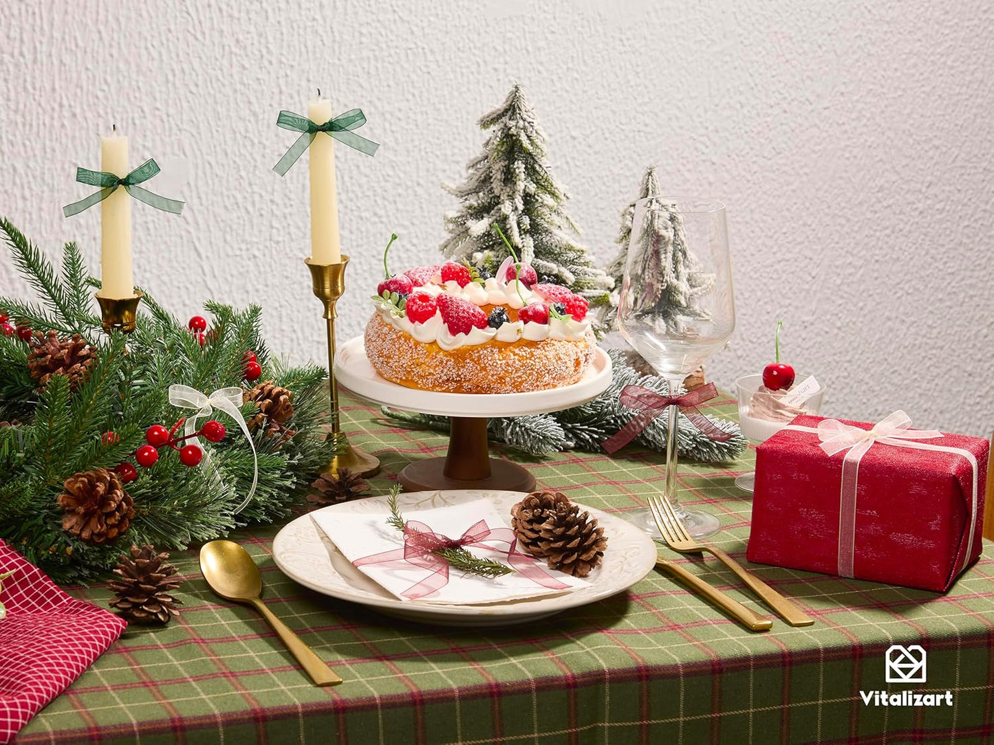 Vitalizart 3/8" x 30Yd Organza Ribbon Christmas Red Sheer Ribbons Set 10 Yd x 3 Rolls Handmade Eco-Friendly for Gift Wrapping Christmas Tree Crafts Bows Wedding Invitations Wreaths Wrap