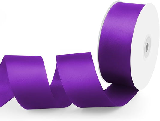 1-1/2" Width x 50 Yards Satin Fabric Ribbon, Purple Ribbon Perfect for DIY Bows, Swags, Gift Wrapping, Craft, Flower Bouquet，Christmas and Halloween Party Decoration