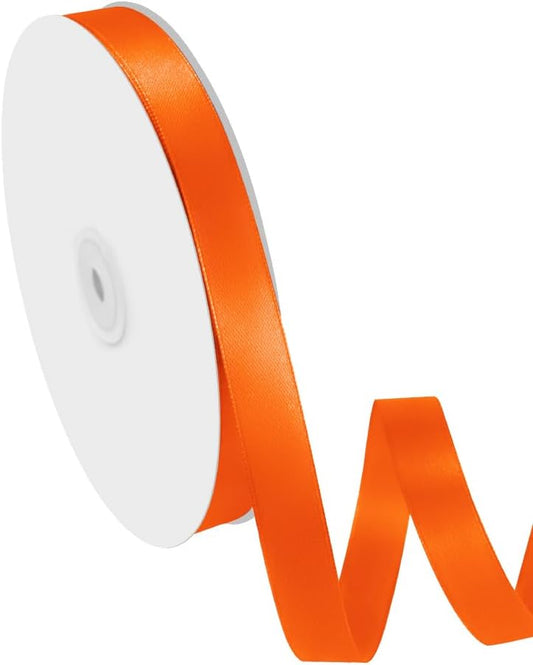 5/8" x 100 Yards Orange Ribbon, Orange Satin Ribbons for Gift Wrapping, DIY Craft, Flower Bouquet, Valentine's Day, Halloween and Birthday Party Decoration