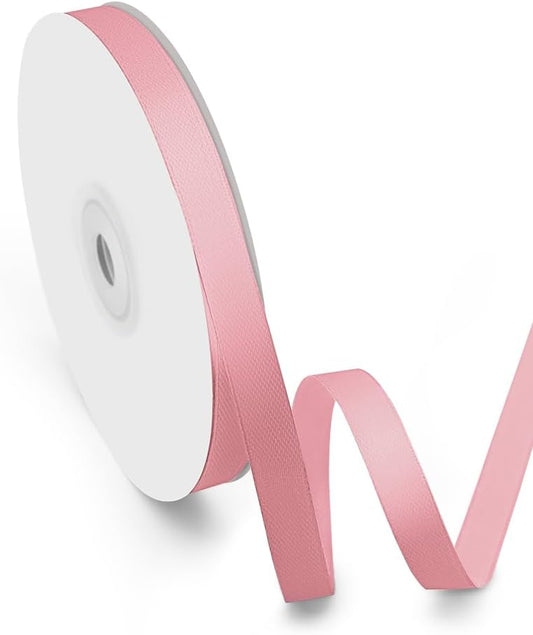 3/8" Width x 50 Yards Satin Fabric Ribbon, Pink Ribbon Perfect for DIY Bows, Swags, Gift Wrapping, Craft, Flower Bouquet，Christmas and Party Decoration