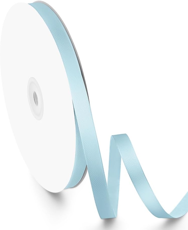 3/8" Width x 100 Yards Satin Ribbon, Small Light Blue Ribbon Perfect for DIY Craft, Bows, Gift Wrapping, Flower Bouquet, Valentine's Day, Christmas and Party Decoration