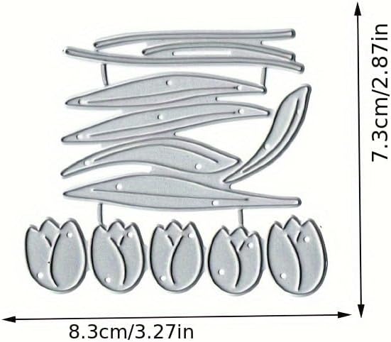 Lapoo Flowers Metal Cutting Die for Scrapbooking - Durable, Cut Stencils for DIY Scrapbook Photo Album Decorative Paper Card, Card Making Supplies, Embossing (Tulip New 3.3 x 2.9 in)