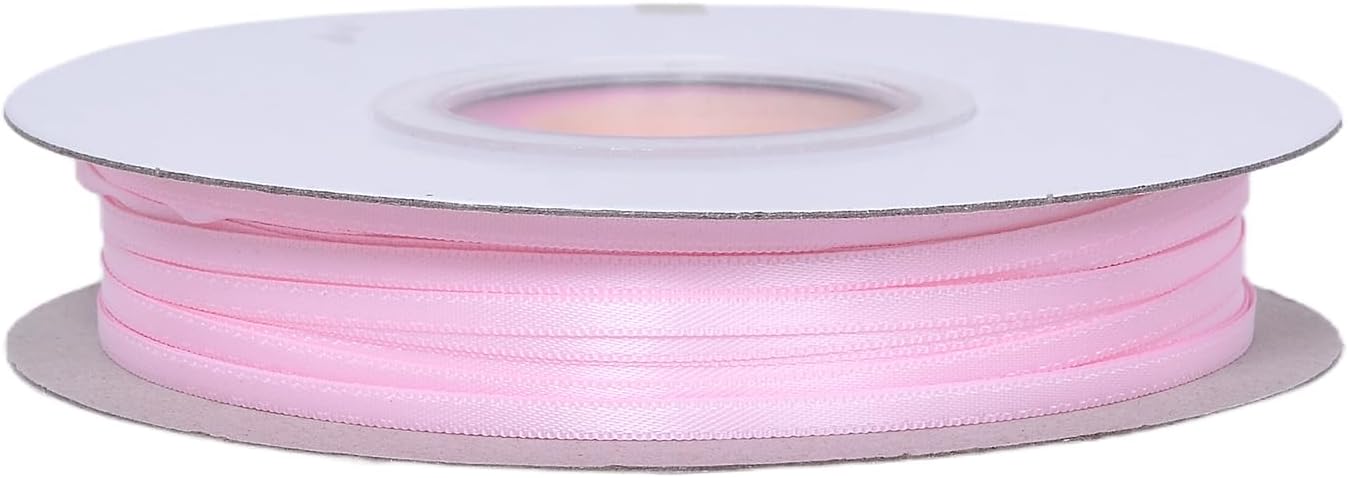 YAMA Light Pink Double Faced Satin Ribbo 1/8 Inch 100 Yards Baby Pink Thin Ribbon for Gift Wrapping Crafts Bows Wedding Party Decoration