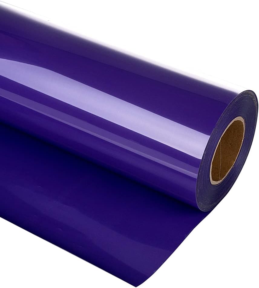 guangyintong Purple Matte HTV Vinyl Roll, 12" x 10ft, Heat Transfer for T-Shirts, All Cutter Machine Compatible, DIY Design, Sports Mesh, Cotton, Polyester, Fade Resistant