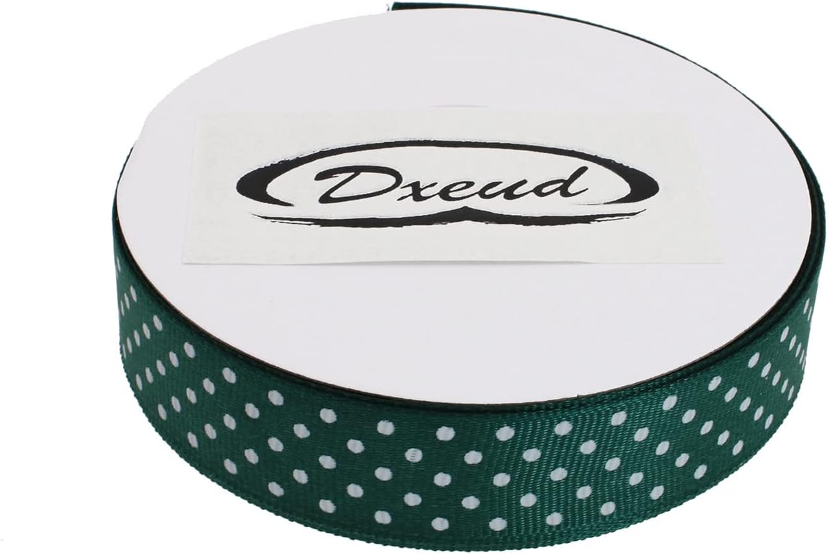 Polka Dot Grosgrain Ribbon 25 Yard Each Roll 100% Polyester (3/4", Dark Green)