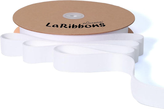 LaRibbons Thin Velvet Ribbon 1 Inch x 25 Yards, White Velvet Ribbon for Christmas Tree, Gift Wrapping, Wreath Bow, Outdoor Decoration