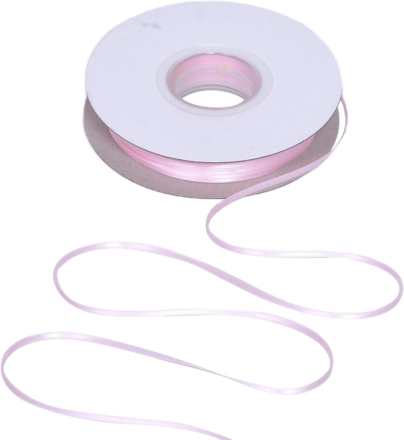 YAMA Light Pink Double Faced Satin Ribbo 1/8 Inch 100 Yards Baby Pink Thin Ribbon for Gift Wrapping Crafts Bows Wedding Party Decoration