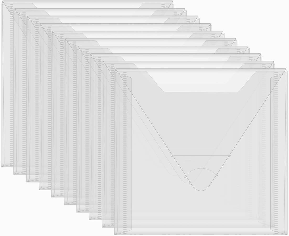 20 Pieces Clear Die & Stamp Plastic Storage Bag, Resealable Large Envelope Pocket for DIY Scrapbooking Paper Card Craft Making and Cutting Dies Stencil (4.75"x4.75")