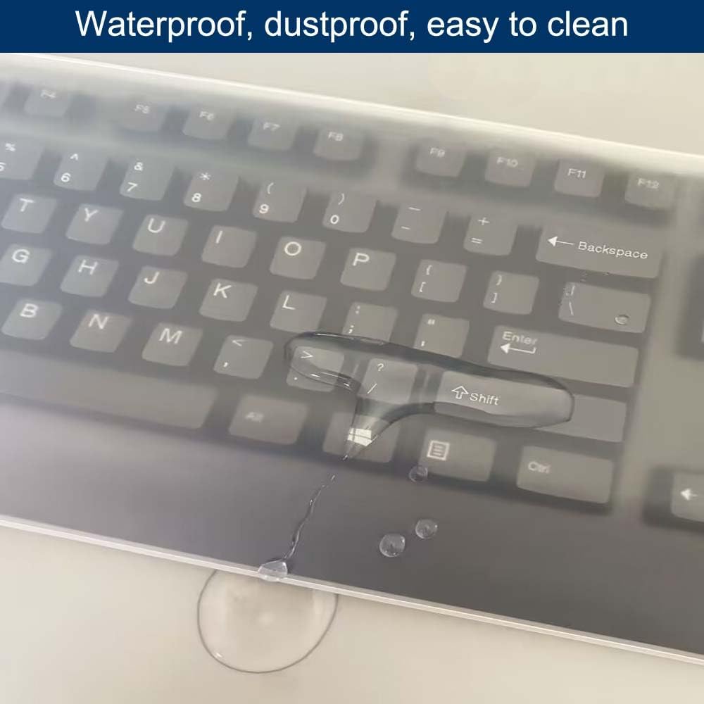 Universal Clear Desktop Computer Keyboard Protection Skin Protector Cover for PC 104/107 Keys Standard Keyboard,Ultra Thin Desktop PC Silicone Waterproof Dustproof Keyboard Cover (Type B)