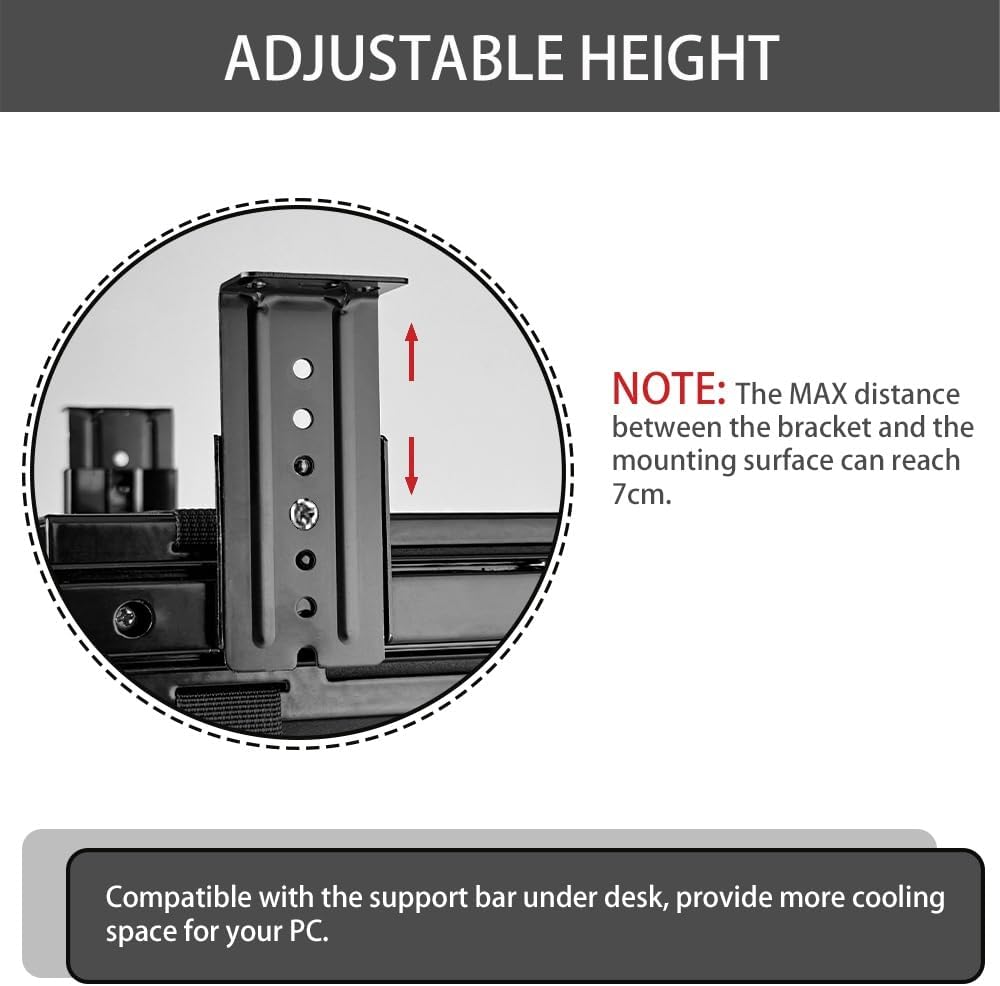 Under Desk Slide Out PC Mount with Anti-Scratch Sponge, Adjustable CPU Holder Bracket for Computer Tower (Black (Slide Access))
