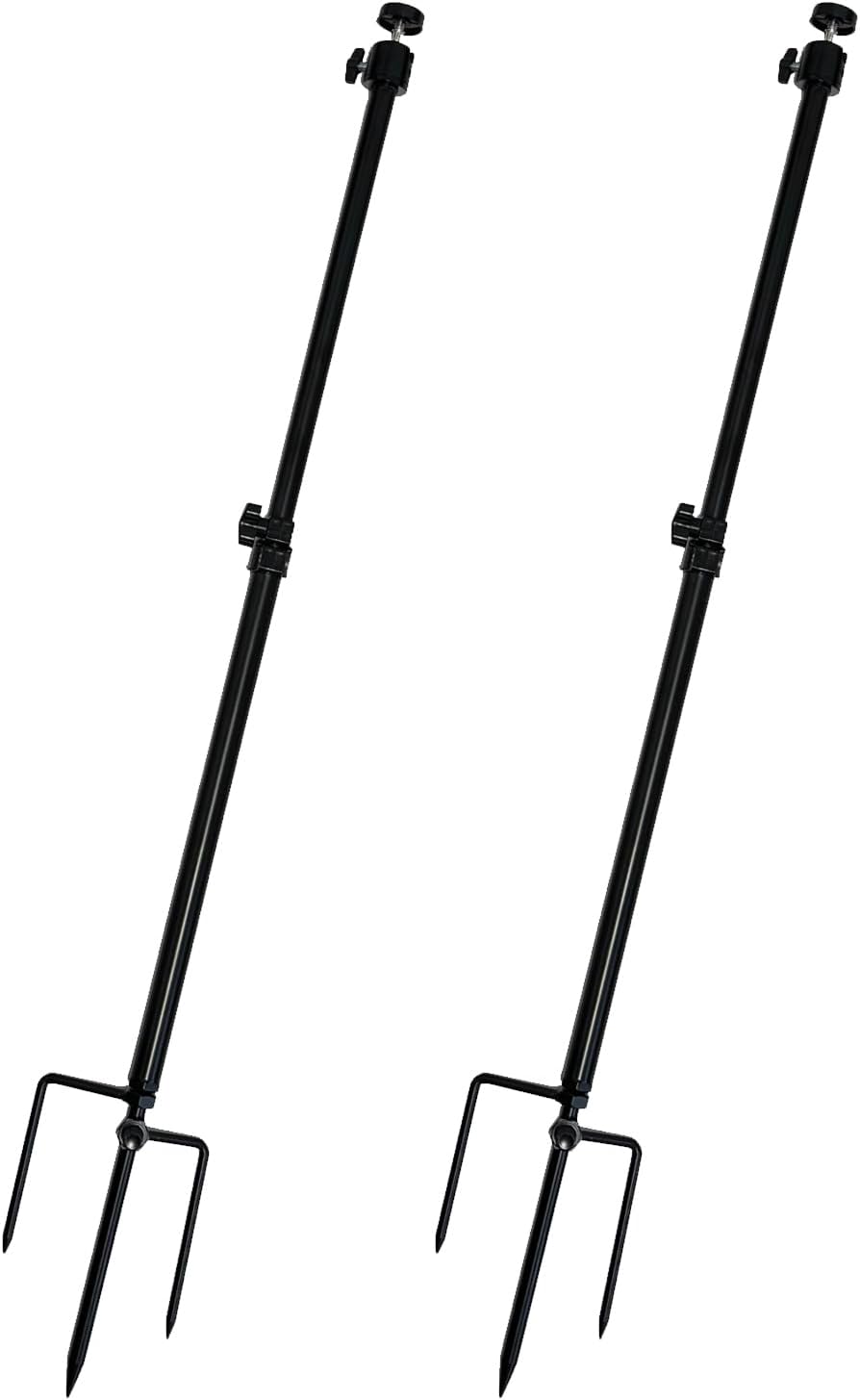 Trail Camera Mount,Height Adjustable (15.7"-28.3") & 360° Rotating Stake,Dual-Mode Base for Soft/Hard Ground Post,Game Cam Stand with 1/4"-20 Thread, Metal pole for Solar Panels,Hunting,Wildlife.2Pcs