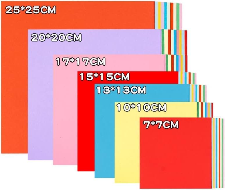 2 Pack 10 Colors Origami Paper Double Sided Color 100 Sheets Square Easy Fold Paper for Beginner (Centimeters, 20x20)