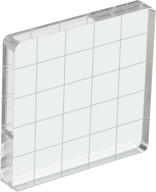PATIKIL 2" x 2" Acrylic Stamp Block, Clear Stamping Block with Grid Lines Decorative Mounting Blocks Square for Scrapbooking DIY Crafts Card Making