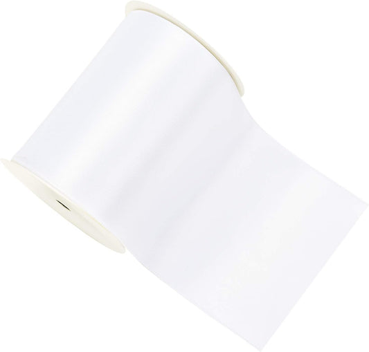 YAMA Double Face Satin Ribbon Roll - 4 inch Wide Solid Color Craft Ribbon, Great for Chair Sash,Making Bow, Sewing and Wedding Bouquet- 5 Yard/Spool, White