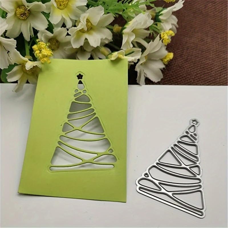 Lapoo Festivals Metal Cutting Die for Scrapbooking - Durable, Cut Stencils for DIY Scrapbook Photo Album Decorative Paper Card, Card Making Supplies, Embossing (Decorated Tree Christmas 2.3 x 1.5 in)
