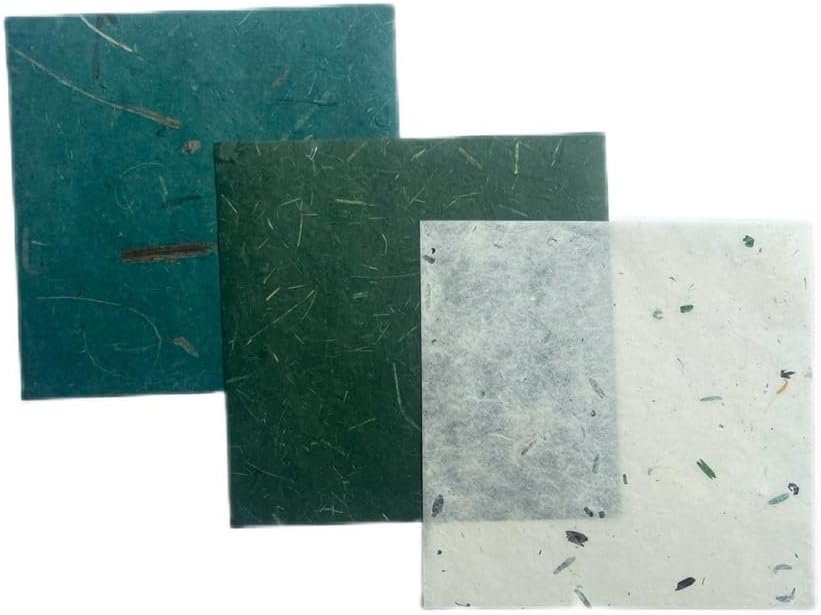 50 Sheets 6 x 6 Inches Natural Fiber Mulberry paper Sheets Square Origami Paper Arts Folding Craft, Decoration Paper, Square Folding Paper for DIY Crafts (Mixed Green Rice Straw etc.,,, 6 x 6)