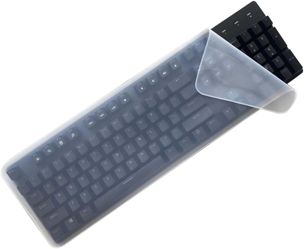 Universal Clear Desktop Computer Keyboard Protection Skin Protector Cover for PC 104/107 Keys Standard Keyboard,Ultra Thin Desktop PC Silicone Waterproof Dustproof Keyboard Cover (Type B)