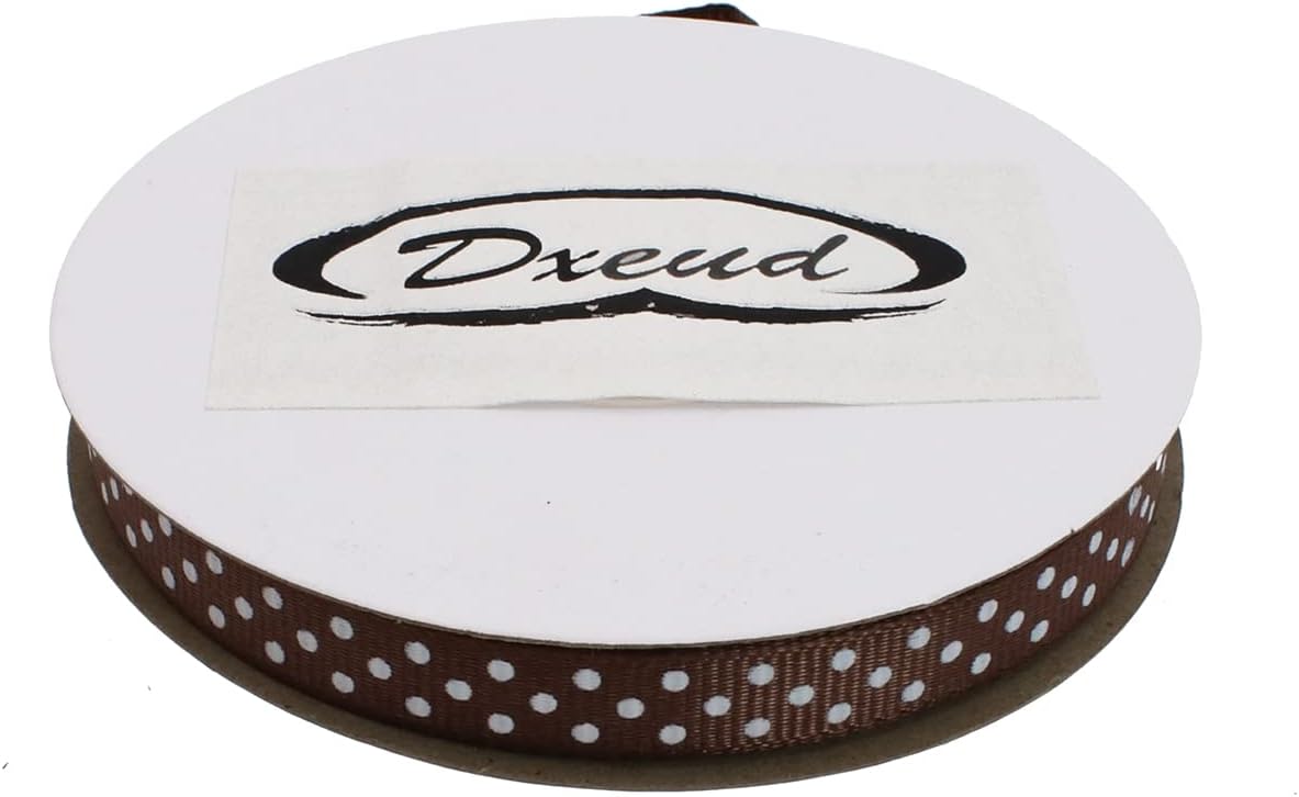 Polka Dot Grosgrain Ribbon 25 Yard Each Roll 100% Polyester (3/8", Coffee)