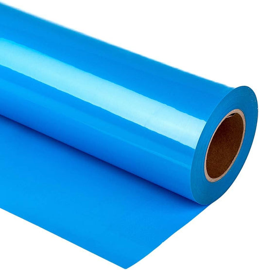 Guangyintong Heat Transfer Vinyl Iron on Vinyl Rolls, 12" x 10ft Blue HTV for T-Shirts, Matte Surface, Easy to Cut & Weed, DIY Design